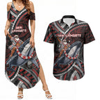 Aotearoa Christmas Couples Matching Summer Maxi Dress and Hawaiian Shirt Santa Riding Humpback Whale Maori Koru