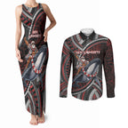 Aotearoa Christmas Couples Matching Tank Maxi Dress and Long Sleeve Button Shirt Santa Riding Humpback Whale Maori Koru