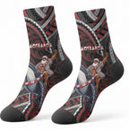 Aotearoa Christmas Crew Socks Santa Riding Humpback Whale Maori Koru