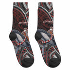 Aotearoa Christmas Crew Socks Santa Riding Humpback Whale Maori Koru