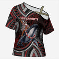 Aotearoa Christmas Cross Shoulder Shirt Santa Riding Humpback Whale Maori Koru
