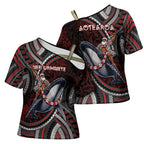 Aotearoa Christmas Cross Shoulder Shirt Santa Riding Humpback Whale Maori Koru
