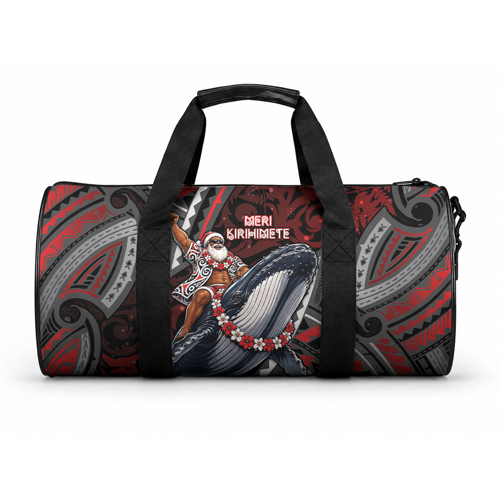 Aotearoa Christmas Duffle Bag Santa Riding Humpback Whale Maori Koru
