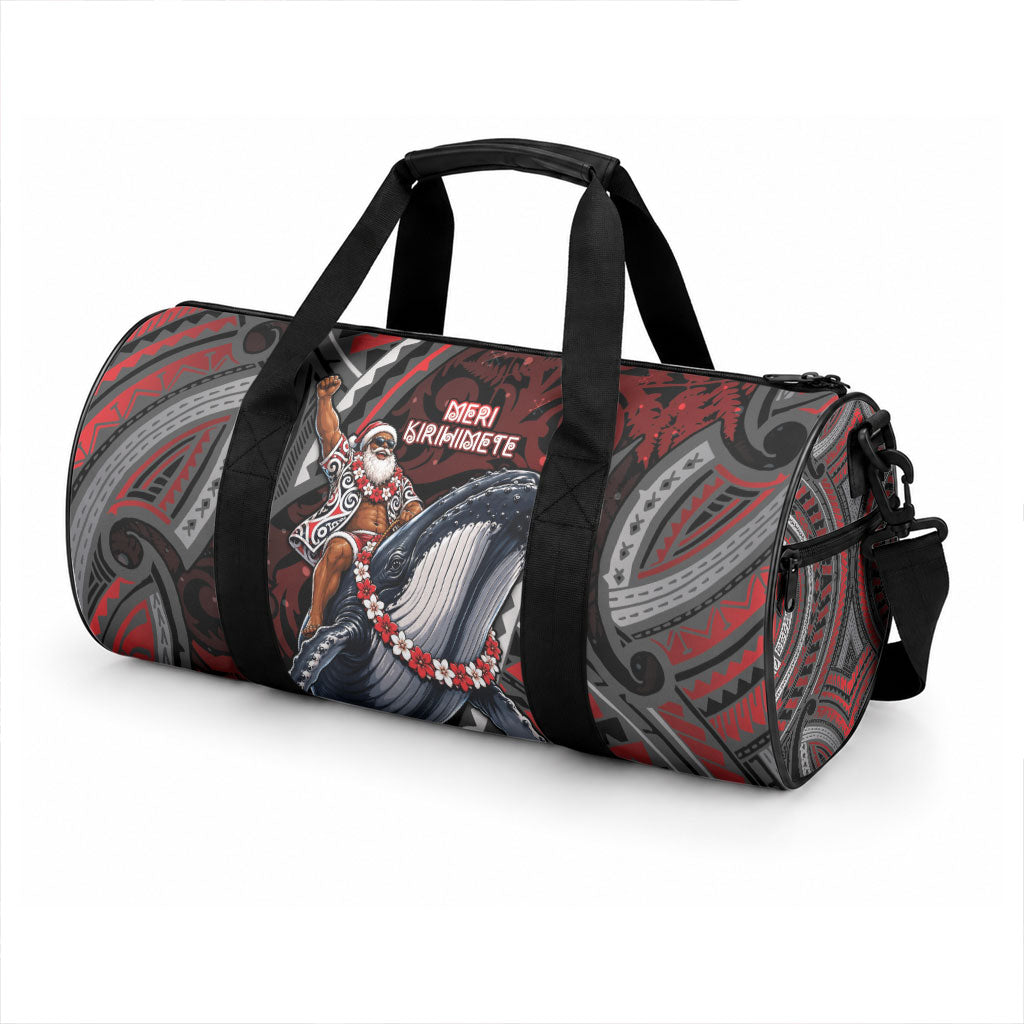 Aotearoa Christmas Duffle Bag Santa Riding Humpback Whale Maori Koru
