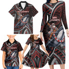 Aotearoa Christmas Family Matching Long Sleeve Bodycon Dress and Hawaiian Shirt Santa Riding Humpback Whale Maori Koru