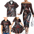 Aotearoa Christmas Family Matching Off The Shoulder Long Sleeve Dress and Hawaiian Shirt Santa Riding Humpback Whale Maori Koru