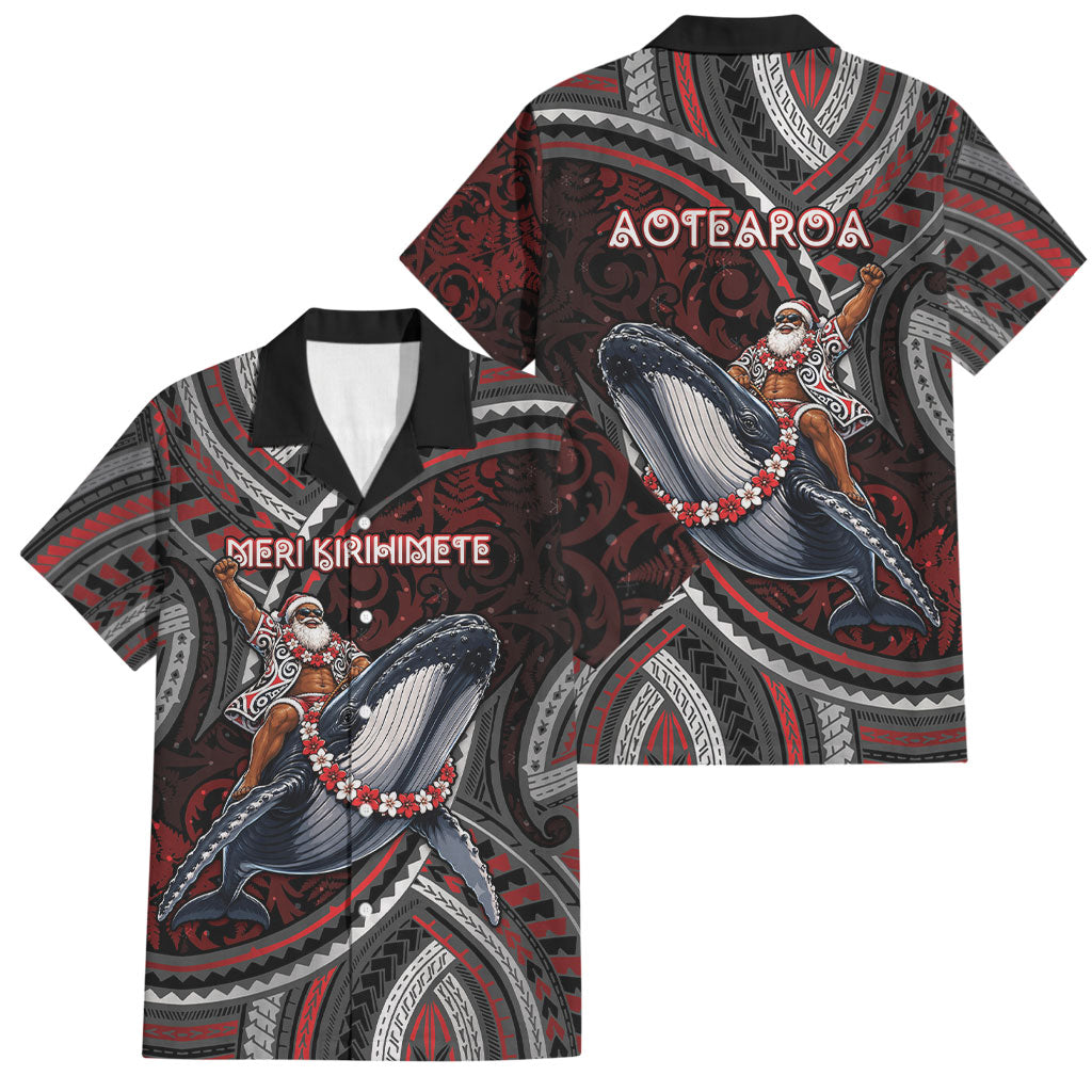 Aotearoa Christmas Family Matching Off Shoulder Maxi Dress and Hawaiian Shirt Santa Riding Humpback Whale Maori Koru