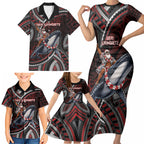 Aotearoa Christmas Family Matching Short Sleeve Bodycon Dress and Hawaiian Shirt Santa Riding Humpback Whale Maori Koru