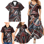 Aotearoa Christmas Family Matching Summer Maxi Dress and Hawaiian Shirt Santa Riding Humpback Whale Maori Koru