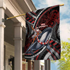 Aotearoa Christmas Garden Flag Santa Riding Humpback Whale Maori Koru
