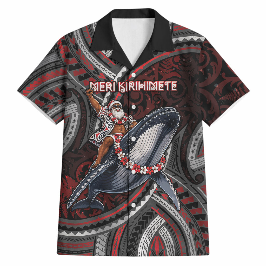 Aotearoa Christmas Hawaiian Shirt Santa Riding Humpback Whale Maori Koru