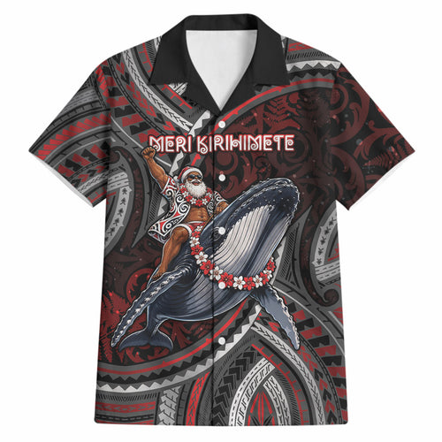 Aotearoa Christmas Hawaiian Shirt Santa Riding Humpback Whale Maori Koru