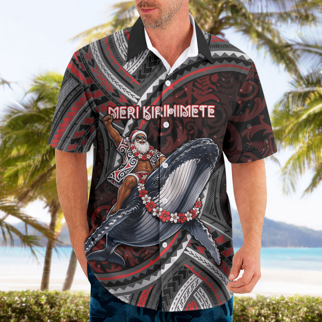 Aotearoa Christmas Hawaiian Shirt Santa Riding Humpback Whale Maori Koru