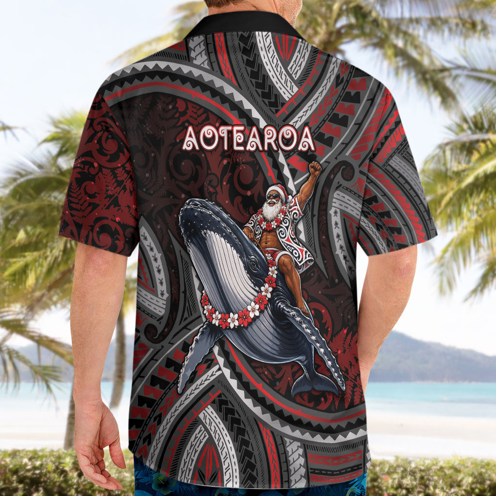 Aotearoa Christmas Hawaiian Shirt Santa Riding Humpback Whale Maori Koru