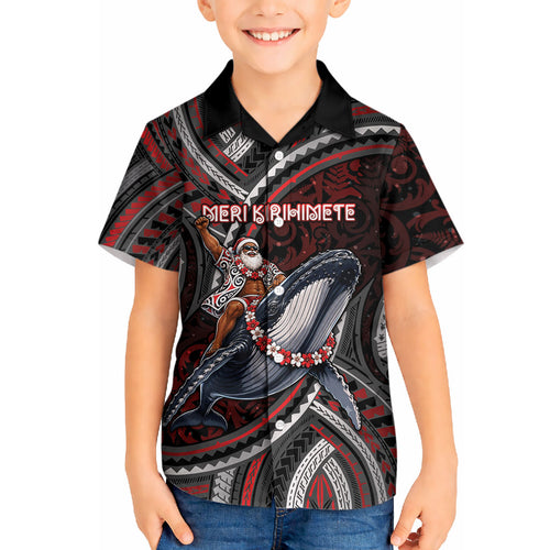 Aotearoa Christmas Hawaiian Shirt Santa Riding Humpback Whale Maori Koru