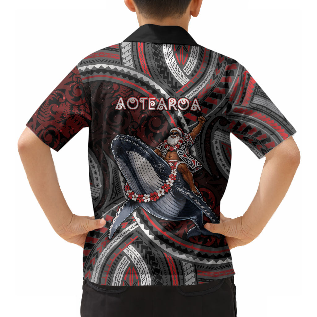 Aotearoa Christmas Hawaiian Shirt Santa Riding Humpback Whale Maori Koru