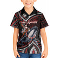 Aotearoa Christmas Kid Hawaiian Shirt Santa Riding Humpback Whale Maori Koru