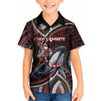 Aotearoa Christmas Kid Hawaiian Shirt Santa Riding Humpback Whale Maori Koru