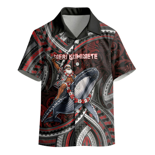 Aotearoa Christmas Kid Hawaiian Shirt Santa Riding Humpback Whale Maori Koru