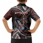 Aotearoa Christmas Kid Hawaiian Shirt Santa Riding Humpback Whale Maori Koru