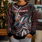 Aotearoa Christmas Kid Ugly Christmas Sweater Santa Riding Humpback Whale Maori Koru