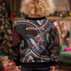 Aotearoa Christmas Kid Ugly Christmas Sweater Santa Riding Humpback Whale Maori Koru