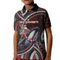 Aotearoa Christmas Kid Polo Shirt Santa Riding Humpback Whale Maori Koru