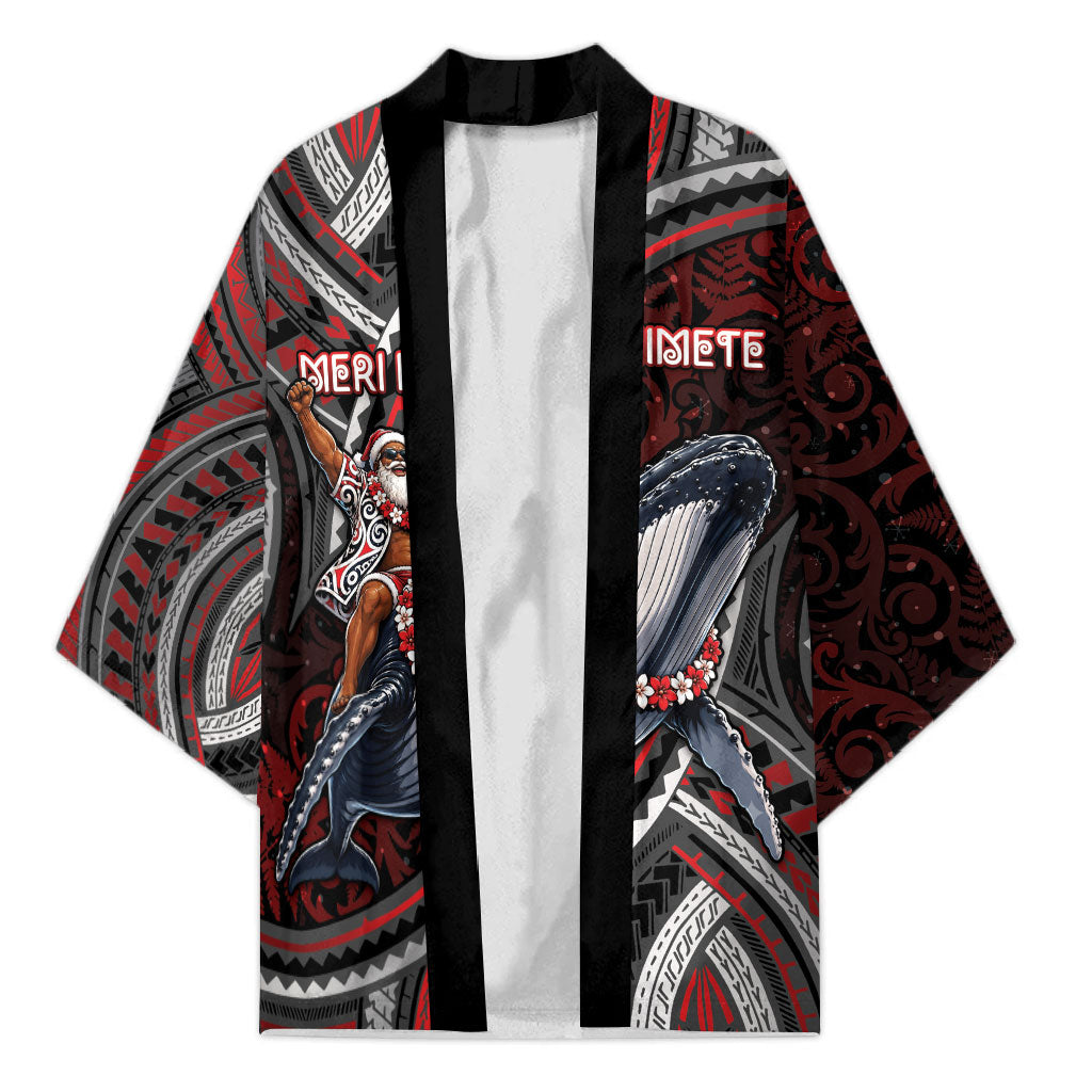 Aotearoa Christmas Kimono Santa Riding Humpback Whale Maori Koru