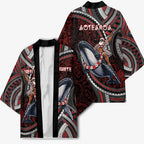 Aotearoa Christmas Kimono Santa Riding Humpback Whale Maori Koru