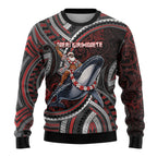 Aotearoa Christmas Ugly Christmas Sweater Santa Riding Humpback Whale Maori Koru