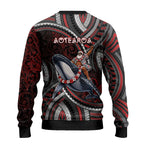 Aotearoa Christmas Ugly Christmas Sweater Santa Riding Humpback Whale Maori Koru