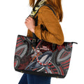 Aotearoa Christmas Leather Tote Bag Santa Riding Humpback Whale Maori Koru