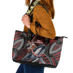 Aotearoa Christmas Leather Tote Bag Santa Riding Humpback Whale Maori Koru