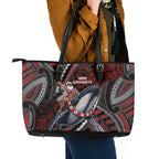 Aotearoa Christmas Leather Tote Bag Santa Riding Humpback Whale Maori Koru