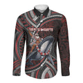 Aotearoa Christmas Long Sleeve Button Shirt Santa Riding Humpback Whale Maori Koru
