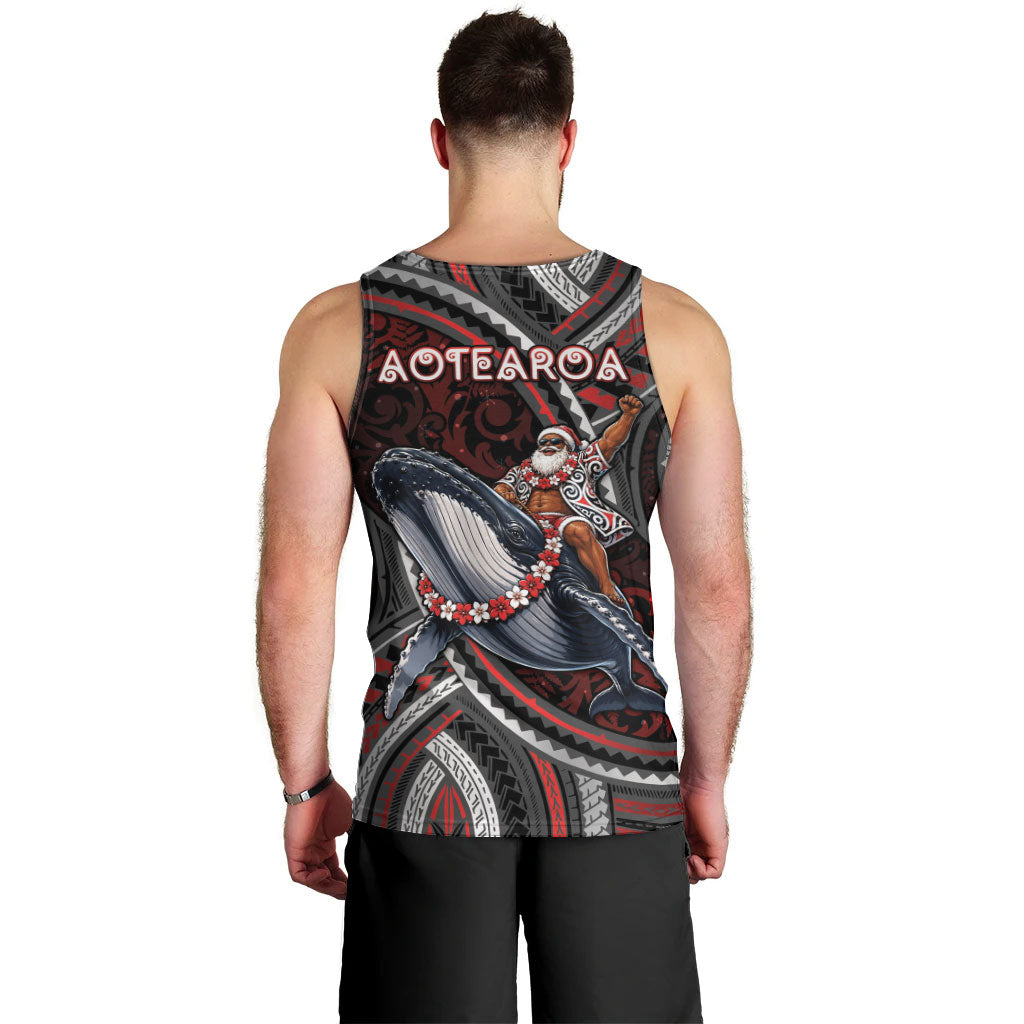 Aotearoa Christmas Men Tank Top Santa Riding Humpback Whale Maori Koru