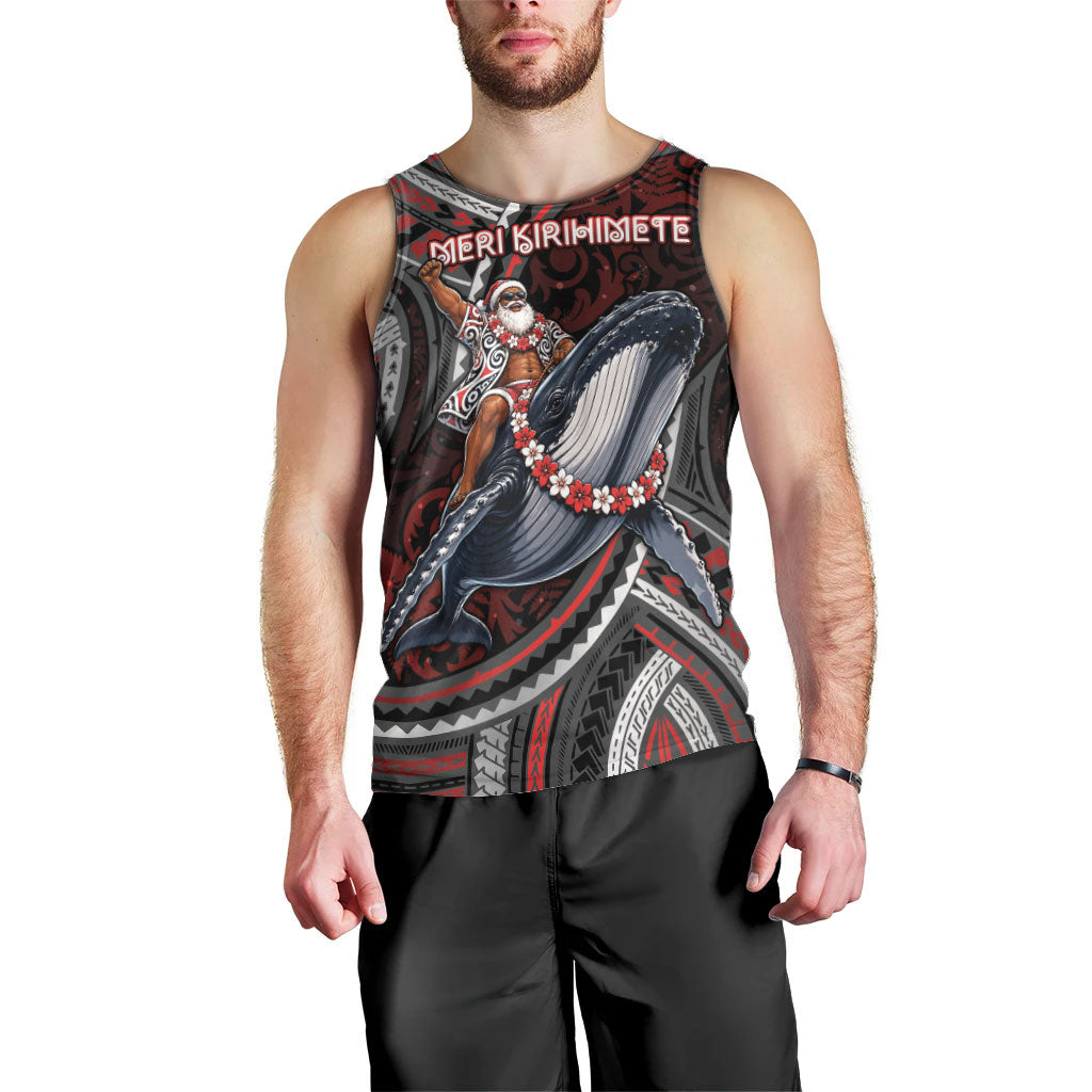 Aotearoa Christmas Men Tank Top Santa Riding Humpback Whale Maori Koru