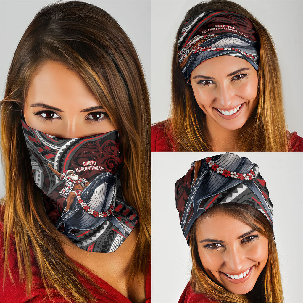 Aotearoa Christmas Neck Gaiter Santa Riding Humpback Whale Maori Koru