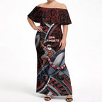 Aotearoa Christmas Off Shoulder Maxi Dress Santa Riding Humpback Whale Maori Koru