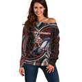 Aotearoa Christmas Off Shoulder Sweater Santa Riding Humpback Whale Maori Koru