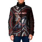 Aotearoa Christmas Padded Jacket Santa Riding Humpback Whale Maori Koru
