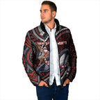 Aotearoa Christmas Padded Jacket Santa Riding Humpback Whale Maori Koru