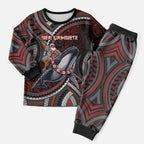 Aotearoa Christmas Pajama Set Santa Riding Humpback Whale Maori Koru
