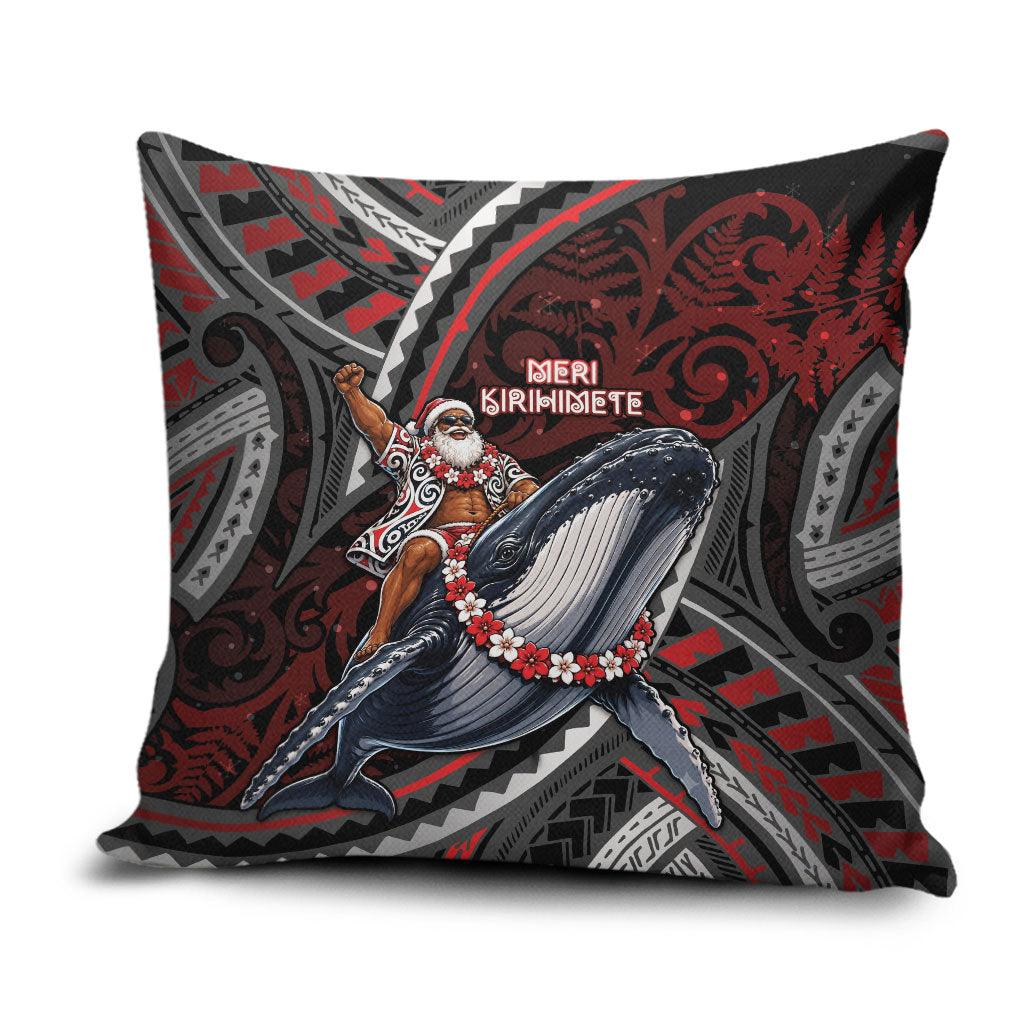 Aotearoa Christmas Pillow Cover Santa Riding Humpback Whale Maori Koru
