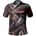 Aotearoa Christmas Polo Shirt Santa Riding Humpback Whale Maori Koru
