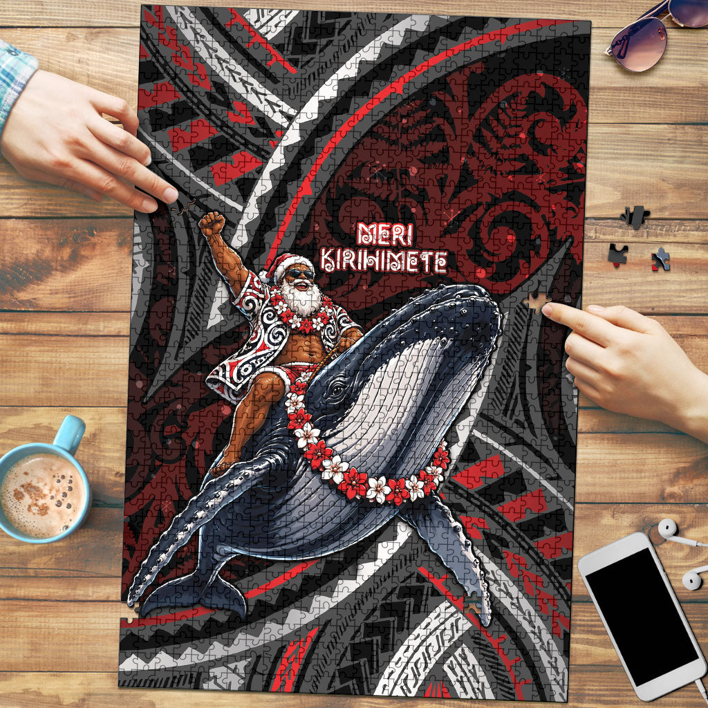 Aotearoa Christmas Puzzle Santa Riding Humpback Whale Maori Koru
