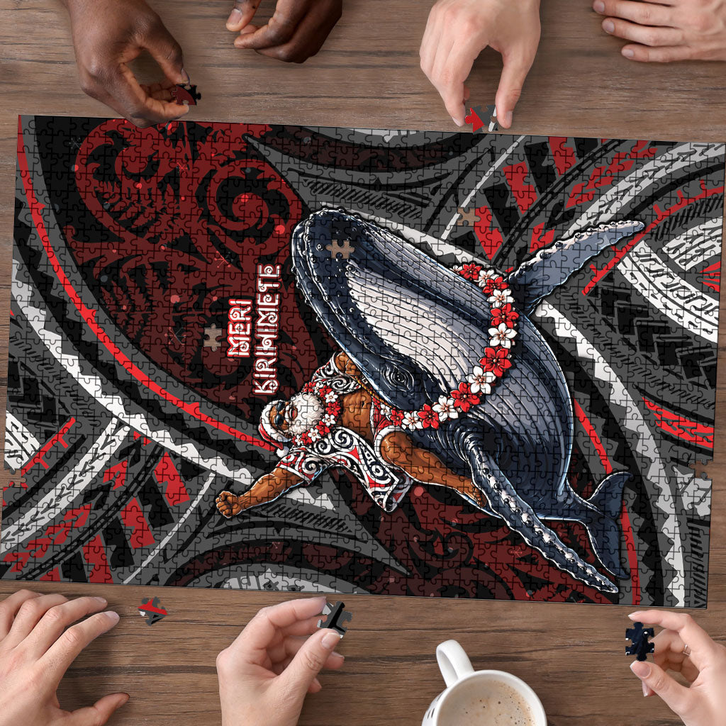 Aotearoa Christmas Puzzle Santa Riding Humpback Whale Maori Koru