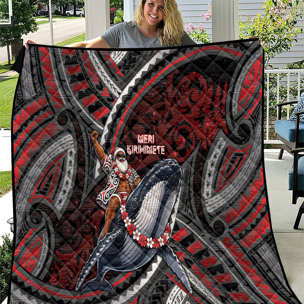 Aotearoa Christmas Quilt Santa Riding Humpback Whale Maori Koru