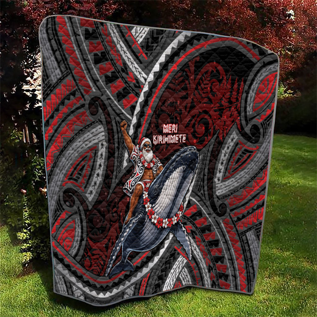 Aotearoa Christmas Quilt Santa Riding Humpback Whale Maori Koru