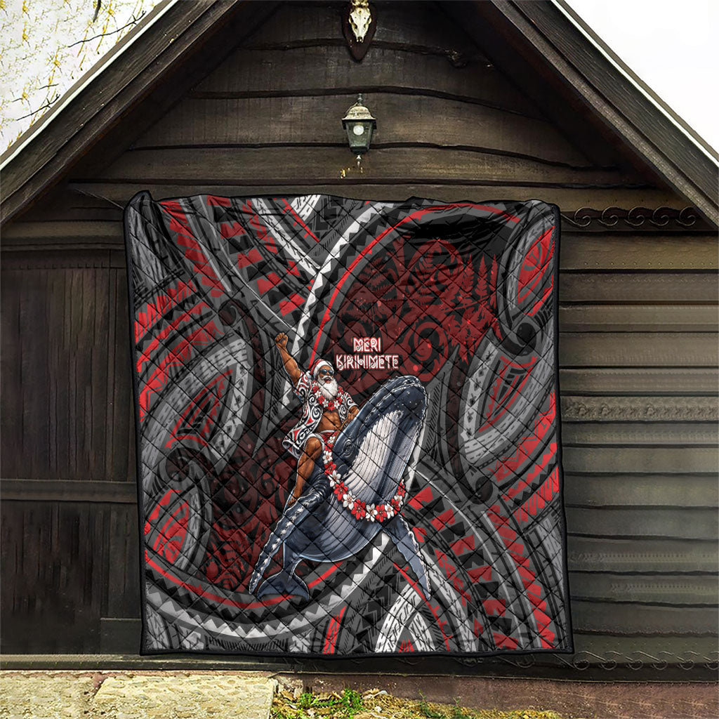 Aotearoa Christmas Quilt Santa Riding Humpback Whale Maori Koru